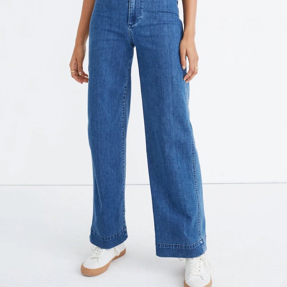 Madewell Emmett Full-Length Jeans in Midland Wash Size 28, Wide-leg denim